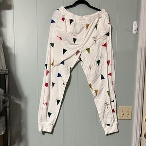 LuLaRoe Kids White Joggers with Colorful Christmas trees